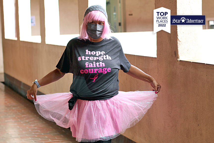 Staff and faculty members donned pink in support of Breast Cancer Awareness.