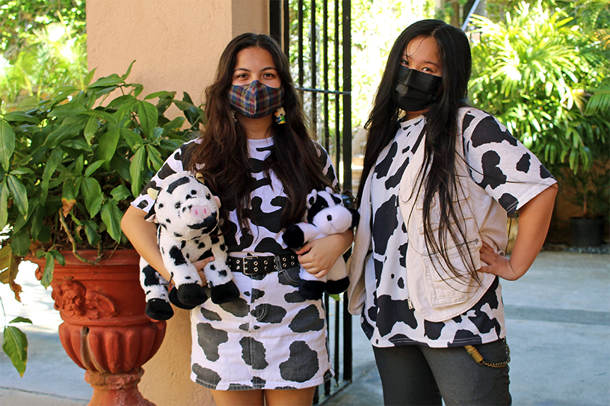 Senior Mia C. (left) wins Most Spirited Overall for Spirit Week participation