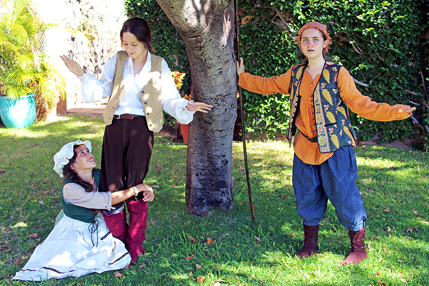 Phebe, Ganymede, and Silvius (Played by Emilia K., Melody H., and Estella L.)