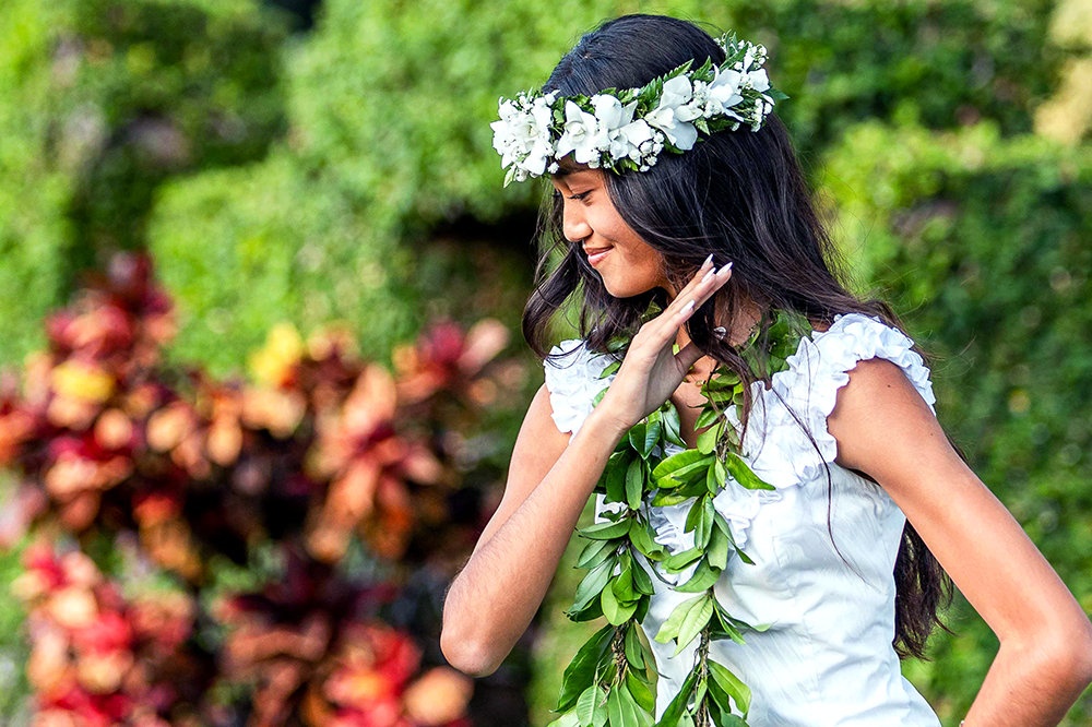 Jazi K. performs the senior hula, “Nā Pu’uwai Haokila” by Keauhou.