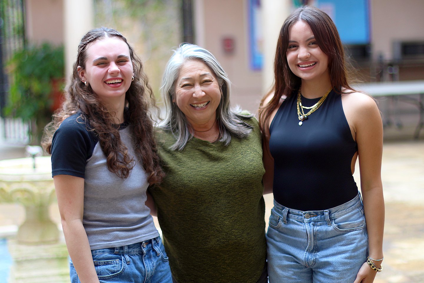 Alumnae Sabrina Cohan '23 and Kierra Akima '23 returned to campus to share college insights with seniors, joined by Alumnae Engagement Coordinator Gay Chinen.