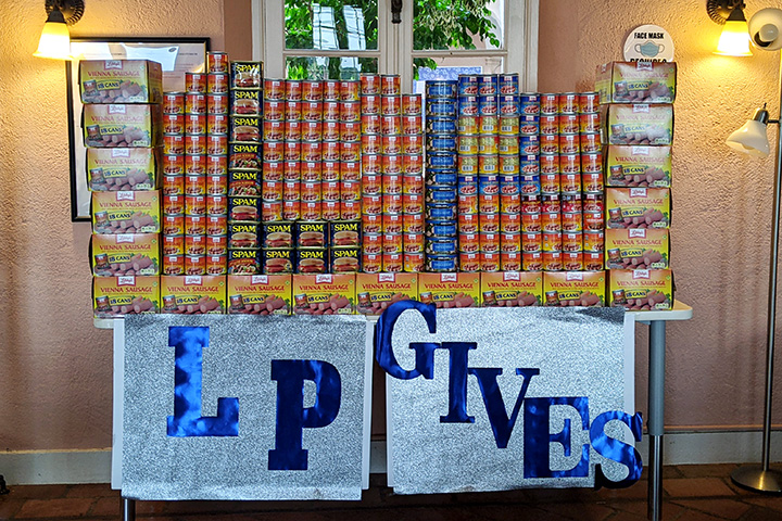 La Pietra PFA builds can sculpture with food drive donations